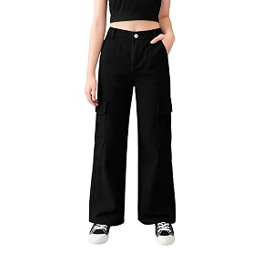 ADBUCKS Stretchable High Rise Cargo Style Wide