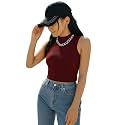 ADBUCKS Women’s Sleeveless Ribbed Cotton Mock Neck Top | Mock Neck Fitted Crop Top | Casual &amp; Stylish – Sizes XS to XL