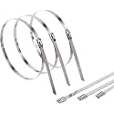 ADD GEAR Stainless Steel (316) Self-Locking Cable Zip Ties Exhaust Wrap Multi-Purpose DIY Locking Cable Metal Zip Ties - (260 mm / 10 inches) (50)