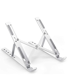 adjustable aluminum tabletop laptop stand holder with foldable legs compatibility with up to 156 inch laptop