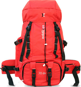 addixon travel bag for hiking with shoe compartment for wanderlust travelling rucksack  - 70 l red