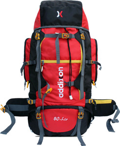 addixon travel hiking bagpacks rucksack travel backpack for adventures treks  1 year warranty rucksack  - 80 l red black