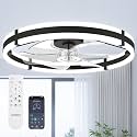 addlon 24" Low Profile Fandelier Ceiling Fans with Lights and Remote, Black
