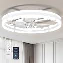 addlon Ceiling Fans with Lights and Remote, 24'' Low Profile Ceiling Fans, 3000-6000K Dimmable Modern Flush Mount LED Fan Light, Fandelier Ceiling Fan for Bedroom, Kitchen, Living Room