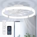 addlon Ceiling Fans with Lights and Remote, 24'' Low Profile Ceiling Fans, 3000-6000K Dimmable Modern Flush Mount LED Fan Light, Fandelier Ceiling Fan for Bedroom, Kitchen, Living Room, White