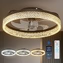 addlon Modern Ceiling Fans with Lights and Remote, Flush Mount, 20 Inch Bladeless Ceiling Fan, Low Profile Ceiling Fan, Reversible, 3CCT, Dimmable, Quiet, Ceiling Fans for Bedroom, Black