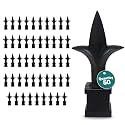 Address America Fence Finials Trident Spear High-Impact Polypropylene Black Finial Fence Topper (50ct, 1/2 inch) - Made in The USA - FF