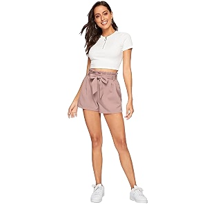 ADDYVERO Solid Women Pink High Waist Shorts