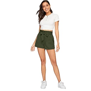 ADDYVERO Solid Women Pink High Waist Shorts