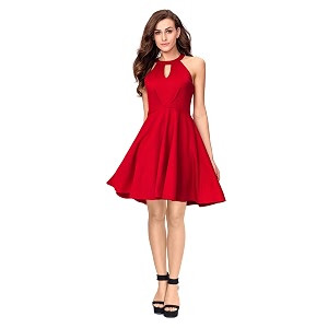 ADDYVERO Womens Keyhole Neck Skater Dress