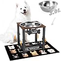 ADENGL 0.8 Gal Elevated Dog Water Bowl, 4-Height Adjustable Raised Water Feeder with Wooden Surface, Stainless Steel Bowl, Anti-Spill Mat &amp; Sturdy Metal Stand, Easy to Clean for Indoor Outdoor Use