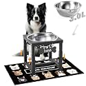 ADENGL 0.8 Gallon Elevated Dog Water Bowl for Medium Dog, 4-Height Adjustable (8–12.2'') Raised Stainless Steel Bowl with Spill-Proof Mat &amp; Sturdy Metal Stand, Easy-Clean Feeder for Indoor/Outdoor Use
