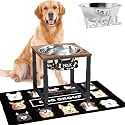 ADENGL 1.3 Gallon Elevated Dog Water Bowl Large Dogs, 4 Height Adjustable (10.5"-15") Raised Stainless Steel Bowl, Wooden Tabletop, Spill-Proof Mat &amp; Sturdy Metal Stand, Easy Clean