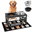ADENGL 10" Elevated Dog Bowls – Metal Raised Dog Bowl Stand with 2 x 1700ml Stainless Steel Bowls, 1 Slow Feeder &amp; Non-Slip Mat for Dogs