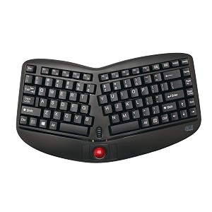 adesso 24ghz wireless tru-form media 3d ergonomic mini trackball keyboard