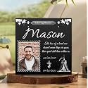 ADFSTONE Grave Stones for Cemetery for Humans- Personalized Head Stone for Graves, Photo Grave Markers, Engraved Cemetary Headstones, Picture Memorial Plaque, Marble Tombstone with Stand