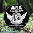 ADFSTONE Grave Stones for Cemetery for Humans- Personalized Head Stone for Graves, Photo Grave Markers, Engraved Cemetary Headstones, Picture Memorial Plaque, Marble Tombstone with Stand