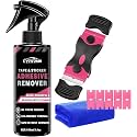 Adhesive Remover Softens & Dissolves Goo & Glue, Stickers, Labels, Decals, Tape & Residue on Car Glass & Paint – Portable Kit with Scraper, Spatula & Towel – 3.4 fl oz (100ml) (Adhesive Remover-3)