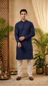 ADHIRAJAN Men Embellished Straight Kurta