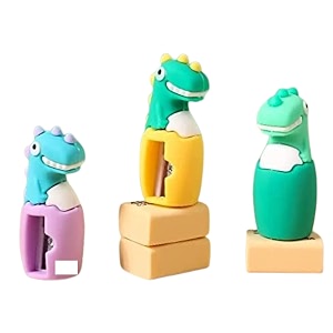 adichai cute dinosaur theme pencilspencil sharpener table sharpener school stationary gift for kids best return gifts pack of 3 random colour