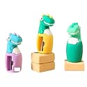AdiChai Cute Dinosaur Theme Pencils/Pencil Sharpener, Table Sharpener School Stationary Gift for Kids Best Return Gifts (Pack of 3, Random Colour)
