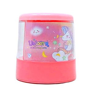 adichai cute unicorn theme pencil sharpener  battery operated pencil sharpener for kids sharpeners for school supply and office  birthday return gift stationary gifts for kids pack of 1 random colour