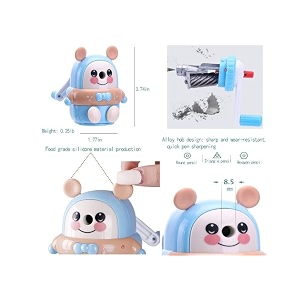 adichai plastic cute cartoon bear shaped manual color pencilspencil sharpener table sharpener machine school stationary gift for kids dust compartment pack of 1 random colour