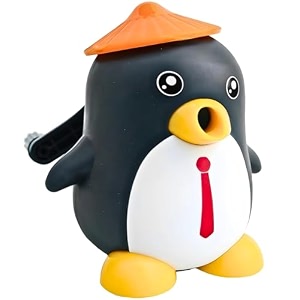 adichai plastic cute cartoon penguin shaped manual color pencilspencil sharpener table sharpener machine school stationary gift for kids dust compartment pack of 1 random colour