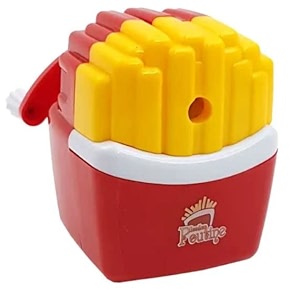 adichai plastic fries shaped pencilspencil sharpener table sharpener machine school stationary gift for kids dust compartment pack of 1 random colour