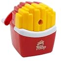 AdiChai Plastic Fries Shaped Pencils/Pencil Sharpener, Table Sharpener Machine School Stationary Gift for Kids Dust Compartment (Pack of 1, Random Colour)