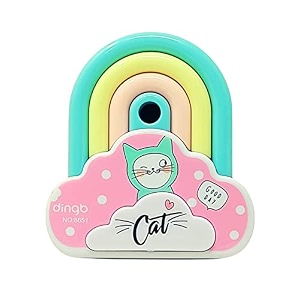 adichai pencil sharpener manual school table sharpener machine stationary gift for kids dust compartment set of 1 - random colour rainbow rabbit