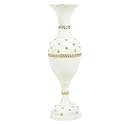 AdiCollar White Metal Flower Vase for Home Decor Long Size - 24 Inch Floor Vase 2 Feet Long with Antique Gold Leaf Design & Studs, Royal Decorative Items for Living Room Corner (White)