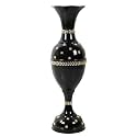 AdiCollar Black Metal Flower Vase for Living Room Corner - 24 Inch Floor Vase 2 Feet Long with Gold Leaf Accents, Modern Decorative Items for Home Bedroom Corner Decoration (Black)