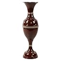 AdiCollar Maroon Metal Floor Vase 2 Feet Long - 24 Inch Flower Vase for Home Decor Long Size with Gold Leaf Work, Premium Antique Decorative Items for Living Room Corner (Maroon &amp; Gold)