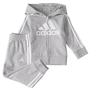 adidas baby-boy39s zip front french terry hooded jacket and joggers set