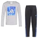 adidas Boys 2-piece Hooded Poly Mélange Tee & 3-stripe Pant SetHooded Tee and Pant Set