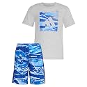 adidas Boys' Short Sleeve Cotton Heather Tee Shirt and Aop Camo Short Set