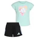 adidas Girls' Graphic Tee Shirt and Mesh Short Set