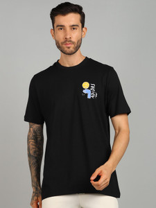 ADIDAS Graphic Print Men Round Neck Black