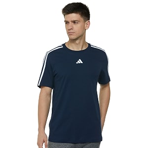 adidas Men Cotton Striped Regular Fit T-Shirt