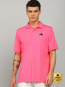 ADIDAS Men Solid Polo Neck Polyester Pink
