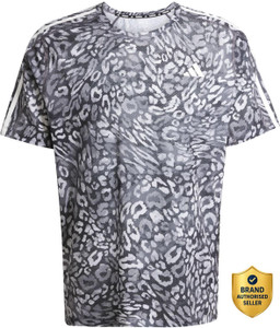ADIDAS Printed Men Crew Neck Grey T-Shirt