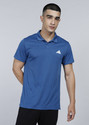 ADIDAS Printed Men Polo Neck Blue T-Shirt