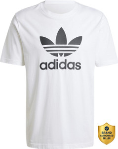 ADIDAS Printed Men Round Neck White T-Shirt
