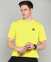 ADIDAS Printed Men Round Neck Yellow T-Shirt