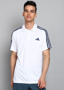ADIDAS Self Design Men Polo Neck White