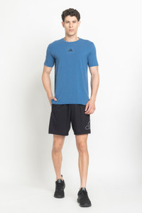 ADIDAS Solid Men Crew Neck Blue T-Shirt