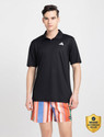 ADIDAS Solid Men Polo Neck Black T-Shirt