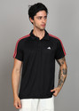 ADIDAS Solid Men Polo Neck Black T-Shirt