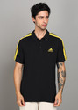 ADIDAS Solid Men Polo Neck Black T-Shirt